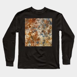 Brown and Blue Pour Painting Long Sleeve T-Shirt